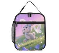 ERSTSNCK Rabbit with Bluebells Lunch Bag for Adults Reusable Insulated Lunchbox Leakproof Small Lunch Box Tote for Men & Women Portable Food Cooler Bag for Work, Office, Picnics