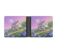 ERSTSNCK Rabbit with Bluebells Wallet for Men Bifold Rfid Blocking Slim Money Clip Front Pocket Wallet Card Holder