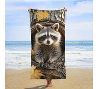 ERSTSNCK Raccoon in The Fall Tree Hole Beach Towel Oversized 31" X 63" Absorbent Towels Quick Dry Pool Towel Lightweight Bath Towels Sandproof Beach Blanket for Gym Swimming Sports Travel Gifts