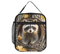 ERSTSNCK Raccoon in The Fall Tree Hole Lunch Bag for Adults Reusable Insulated Lunchbox Leakproof Small Lunch Box Tote for Men & Women Portable Food Cooler Bag for Work, Office, Picnics