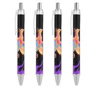 ERSTSNCK Radiant Phoenix Black Ballpoint Pens Fine Point (0.5mm) Black Ink Pen Retractable Ball Point Pens with Comfortable Full Grip for Journaling, And Office Writing Ideal 4 PCS