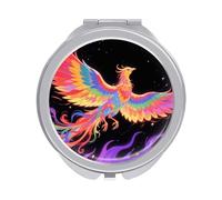 ERSTSNCK Radiant Phoenix Compact Mirror for Purse, Double-Sided 1x/2x Magnifying Metal Pocket Makeup Mirrors, Folding Mini Vanity Mirror, Handheld Round Travel Cosmetic Mirrors for Women