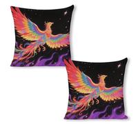 ERSTSNCK Radiant Phoenix Pillow Covers 18"x18"（2pcs） Linen Throw Pillow Covers - Double Sided Decorative Square Cushion Cases for Sofa, Bed, Chair (No Insert Included)
