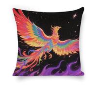 ERSTSNCK Radiant Phoenix Pillow Covers 18"x18" Linen Throw Pillow Covers - Double Sided Decorative Square Cushion Cases for Sofa, Bed, Chair (No Insert Included)