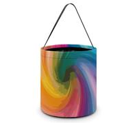 ERSTSNCK Rainbow Colored Swirl Halloween Candy Buckets Reusable Tote Candy Bag - Trick Or Treat Goody Bag with Handles