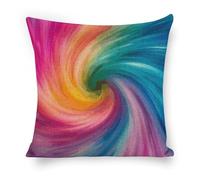 ERSTSNCK Rainbow Colored Swirl Pillow Covers 18"x18" Linen Throw Pillow Covers - Double Sided Decorative Square Cushion Cases for Sofa, Bed, Chair (No Insert Included)
