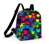 ERSTSNCK Rainbow Hearts Small Backpack for Women Mini Backpack Purse Travel Fashion Roomy Shoulder Handbag