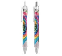 ERSTSNCK Rainbow Rose Black Ballpoint Pens Fine Point (0.5mm) Black Ink Pen Retractable Ball Point Pens with Comfortable Full Grip for Journaling, And Office Writing Ideal 2 PCS