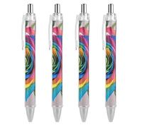 ERSTSNCK Rainbow Rose Black Ballpoint Pens Fine Point (0.5mm) Black Ink Pen Retractable Ball Point Pens with Comfortable Full Grip for Journaling, And Office Writing Ideal 4 PCS