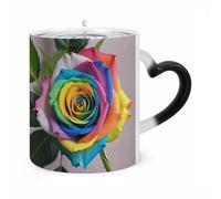 ERSTSNCK Rainbow Rose Color Changing Mug Heat Changing Coffee Mugs Funny Magic Cup Heat Sensitive Travel Mug Novelty Coffee Cups Personalized Customized Gift Idea for Men & Women 11 Oz