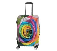 ERSTSNCK Rainbow Rose Luggage Suitcase Covers Elastic Washable Cute Luggage Protector Travel Suitcase Protective Cover For Adult (Fit 19-32 Inch Luggages) X-Large, white, S, Rainbow Rose