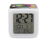 ERSTSNCK Rainbow Rose Night Light Alarm Clock LED Display Alarms for Bedroom Smart Digital Alarm Clock Wtih 7 Colorful Ambient Lights Sleep Timer for Heavy Sleepers Simple Operation