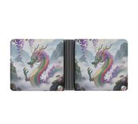ERSTSNCK Rainbow-scaled-eastern-dragon Wallet for Men Bifold Rfid Blocking Slim Money Clip Front Pocket Wallet Card Holder