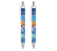 ERSTSNCK Rainbow - Tailed Goldfish Black Ballpoint Pens Fine Point (0.5mm) Black Ink Pen Retractable Ball Point Pens with Comfortable Full Grip for Journaling, And Office Writing Ideal 2 PCS