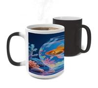 ERSTSNCK Rainbow - Tailed Goldfish Color Changing Mug Heat Changing Coffee Mug Funny Magic Cup Heat Sensitive Travel Mugs Novelty Coffee Cups Personalized Customized Gift for Men Women 11 Oz