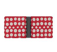 ERSTSNCK Red And White Polka Dots Wallet for Men Bifold Rfid Blocking Slim Money Clip Front Pocket Wallet Card Holder