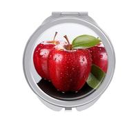 ERSTSNCK Red Apple Fruit Compact Mirror for Purse Double-Sided 1x/2x Magnifying Metal Pocket Makeup Mirrors Folding Mini Vanity Mirror Handheld Round Travel Cosmetic Mirrors for Women