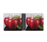 ERSTSNCK Red Apple Fruit Wallet for Men Bifold Rfid Blocking Slim Money Clip Front Pocket Wallet Card Holder