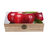 ERSTSNCK Red Apple Fruit Wooden Storage Box Elegant Retro Jewelry Box with Hinged Lid Decorative Keepsake Boxes Decor Handmade Organizer Boxes for Wedding, Party, Gift, Diy Craft, Home Decor