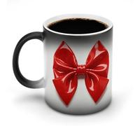 ERSTSNCK Red Bow Color Changing Mug 11 Oz Heat Changing Coffee Mugs Funny Magic Cup Heat Sensitive Ceramics Mug Novelty Coffee Cups Personalized Customized Gift Idea for Men & Women