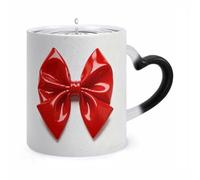 ERSTSNCK Red Bow Color Changing Mug Heat Changing Coffee Mugs Funny Magic Cup Heat Sensitive Travel Mug Novelty Coffee Cups Personalized Customized Gift Idea for Men & Women 11 Oz