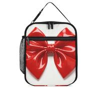 ERSTSNCK Red Bow Lunch Bag for Adults Reusable Insulated Lunchbox Leakproof Small Lunch Box Tote for Men & Women Portable Food Cooler Bag for Work, Office, Picnics