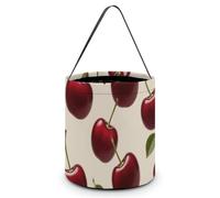 ERSTSNCK Red Cherry Halloween Candy Buckets Reusable Tote Candy Bag - Trick Or Treat Goody Bag with Handles