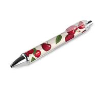 ERSTSNCK Red Cherry Pattern Black Ballpoint Pens Fine Point (0.5mm) Black Ink Pen Retractable Ball Point Pens with Comfortable Full Grip for Journaling, And Office Writing Ideal 1 PCS