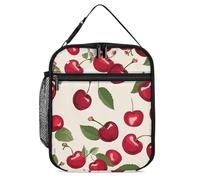 ERSTSNCK Red Cherry Pattern Lunch Bag for Adults Reusable Insulated Lunchbox Leakproof Small Lunch Box Tote for Men & Women Portable Food Cooler Bag for Work, Office, Picnics