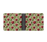 ERSTSNCK Red Cherry Pattern Wallet for Men Bifold Rfid Blocking Slim Money Clip Front Pocket Wallet Card Holder