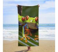 ERSTSNCK Red Eyed Tree Frog Beach Towel Oversized 31" X 63" Absorbent Towels Quick Dry Pool Towel Lightweight Bath Towels Sandproof Beach Blanket for Gym Swimming Sports Travel Gifts