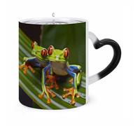 ERSTSNCK Red Eyed Tree Frog Color Changing Mug Heat Changing Coffee Mugs Funny Magic Cup Heat Sensitive Travel Mug Novelty Coffee Cups Personalized Customized Gift Idea for Men & Women 11 Oz
