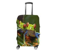 ERSTSNCK Red Eyed Tree Frog Luggage Suitcase Covers Elastic Washable Cute Luggage Protector Travel Suitcase Protective Cover For Adult (Fit 19-32 Inch Luggages), white, Small, Red Eyed Tree Frog