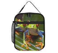 ERSTSNCK Red Eyed Tree Frog Lunch Bag for Adults Reusable Insulated Lunchbox Leakproof Small Lunch Box Tote for Men & Women Portable Food Cooler Bag for Work, Office, Picnics
