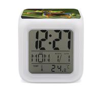 ERSTSNCK Red Eyed Tree Frog Night Light Alarm Clock LED Display Alarms for Bedroom Smart Digital Alarm Clock Wtih 7 Colorful Ambient Lights Sleep Timer for Heavy Sleepers Simple Operation