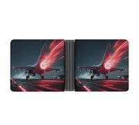 ERSTSNCK Red Flame Fighter Wallet for Men Bifold Rfid Blocking Slim Money Clip Front Pocket Wallet Card Holder