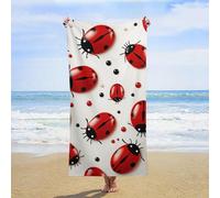 ERSTSNCK Red Ladybug Beach Towel Oversized 31" X 63" Absorbent Towels Quick Dry Pool Towel Lightweight Bath Towels Sandproof Beach Blanket for Gym Swimming Sports Travel Gifts