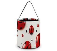 ERSTSNCK Red Ladybug Halloween Candy Buckets Reusable Tote Candy Bag - Trick Or Treat Goody Bag with Handles