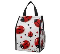 ERSTSNCK Red Ladybug Insulated Lunch Bag Leakproof Insulated Cooler Bags Reusable Cooler Tote Foldable Lunchbox for Adult Women Men for Work Travel Picnic