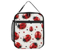 ERSTSNCK Red Ladybug Lunch Bag for Adults Reusable Insulated Lunchbox Leakproof Small Lunch Box Tote for Men & Women Portable Food Cooler Bag for Work, Office, Picnics