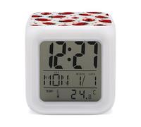 ERSTSNCK Red Ladybug Night Light Alarm Clock LED Display Alarms for Bedroom Smart Digital Alarm Clock Wtih 7 Colorful Ambient Lights Sleep Timer for Heavy Sleepers Simple Operation