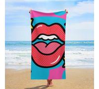 ERSTSNCK Red Lips Beach Towel Oversized 31" X 63" Absorbent Towels Quick Dry Pool Towel Lightweight Bath Towels Sandproof Beach Blanket for Gym Swimming Sports Travel Gifts