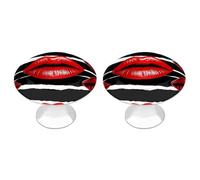 ERSTSNCK Red Lips Kiss Cabinet Knobs 2-Pack Silver Stainless Steel Drawer Pulls with Screws Elegant Hardware for Dressers Kitchen Cabinets & Desks