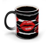 ERSTSNCK Red Lips Kiss Color Changing Mug 11 Oz Heat Changing Coffee Mugs Funny Magic Cup Heat Sensitive Ceramics Mug Novelty Coffee Cups Personalized Customized Gift Idea for Men & Women