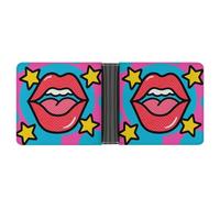 ERSTSNCK Red Lips Wallet for Men Bifold Rfid Blocking Slim Money Clip Front Pocket Wallet Card Holder