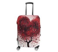 ERSTSNCK Red Love Heart Tree Luggage Suitcase Covers Elastic Washable Cute Luggage Protector Travel Suitcase Protective Cover For Adult (Fit 19-32 Inch Luggages), white, L, Red Love Heart Tree