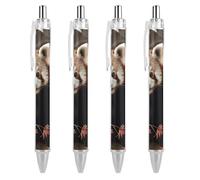 ERSTSNCK Red Pandas Black Ballpoint Pens Fine Point (0.5mm) Black Ink Pen Retractable Ball Point Pens with Comfortable Full Grip for Journaling, And Office Writing Ideal 4 PCS