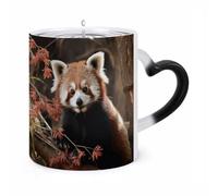 ERSTSNCK Red Pandas Color Changing Mug Heat Changing Coffee Mugs Funny Magic Cup Heat Sensitive Travel Mug Novelty Coffee Cups Personalized Customized Gift Idea for Men & Women 11 Oz