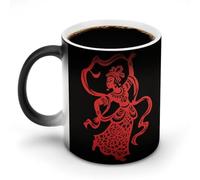 ERSTSNCK Red Papercut Dancer Color Changing Mug 11 Oz Heat Changing Coffee Mugs Funny Magic Cup Heat Sensitive Ceramics Mug Novelty Coffee Cups Personalized Customized Gift Idea for Men & Women