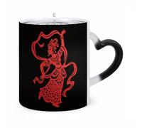 ERSTSNCK Red Papercut Dancer Color Changing Mug Heat Changing Coffee Mugs Funny Magic Cup Heat Sensitive Travel Mug Novelty Coffee Cups Personalized Customized Gift Idea for Men & Women 11 Oz